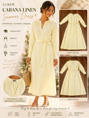 J. Crew Linen Spring Wedding Guest dress Women’s size small runs large